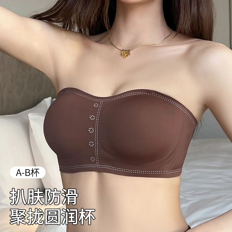 多情猫春夏季无痕防滑无肩带小胸聚拢文胸抹胸式美背防走光内衣