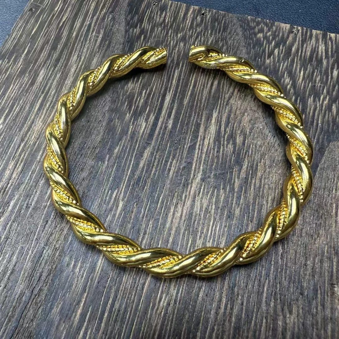 【国检证书+运费险+终身售后】18K金绞丝金手镯 - 1106