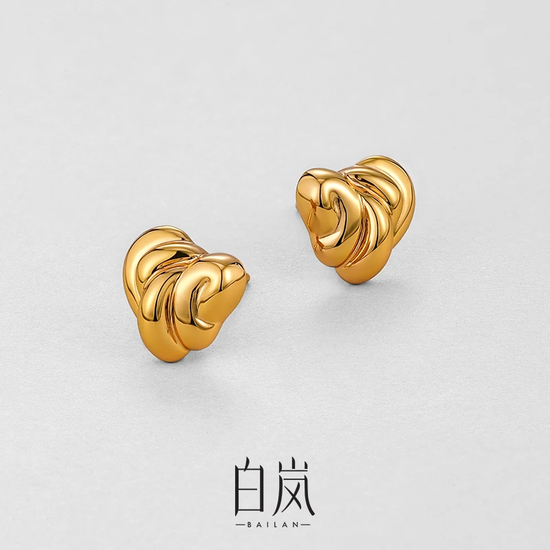 925银耳饰 白岚结爱耳钉女法式简约925银新款小众精致百搭ED4179