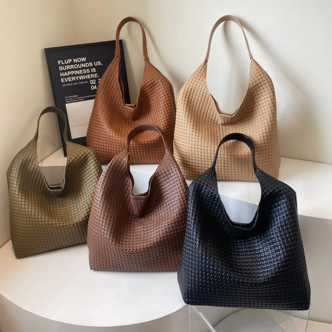 磁扣编织托特包单根防脏单肩包夏季大包包小众2845