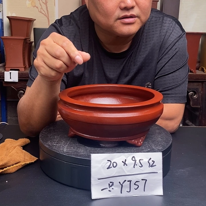 紫砂花盆货号一只YJ57红