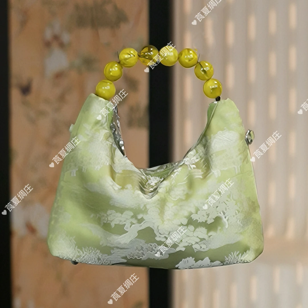 【玉珠包】｜2025春夏款手提包刺绣斜挎包链条单肩包女士轻奢百搭