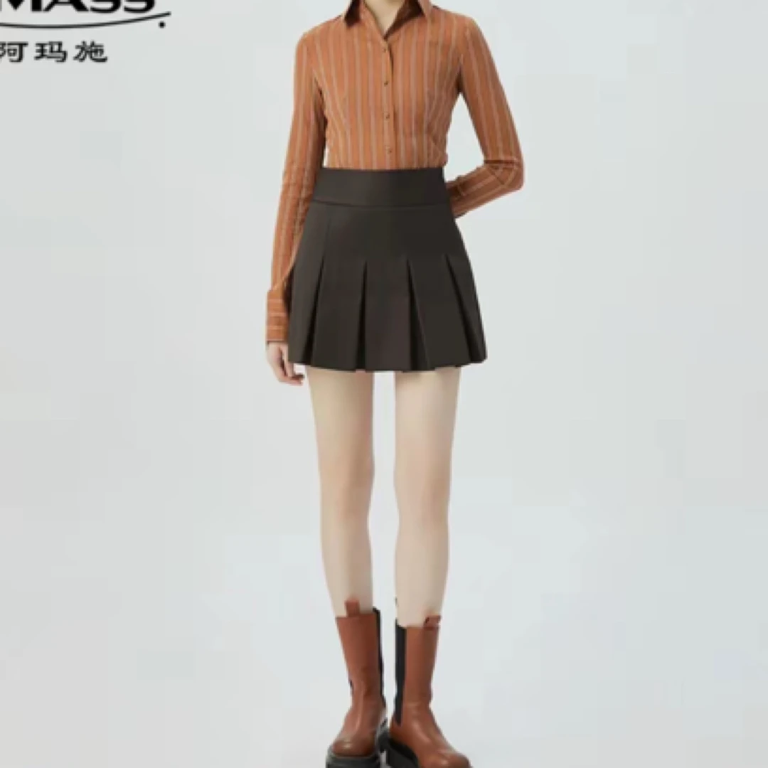 阿玛施新款气质显瘦减龄中高腰纯羊毛半身短裙5200471