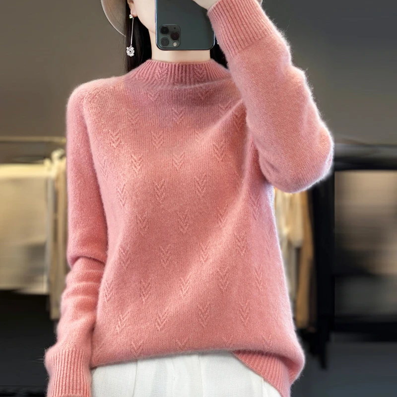 【崔万志工厂】一线成衣七针加厚100%纯羊毛半高领针织女女士毛衣