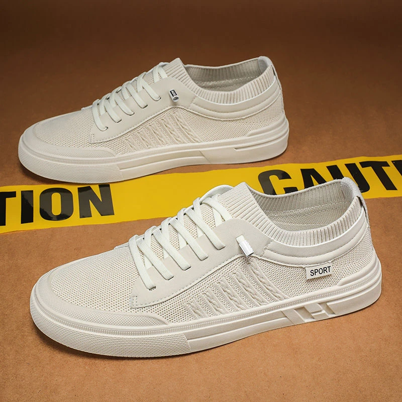 夏季男鞋透气网面薄款防臭运动鞋男士司机开车一蹬飞织袜子板鞋