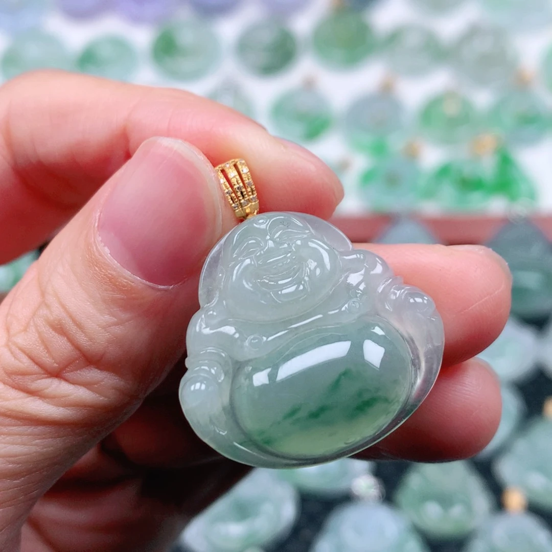 翡翠吊坠(不含链)18K金镶嵌