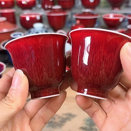 景德镇陶瓷红马坊杯