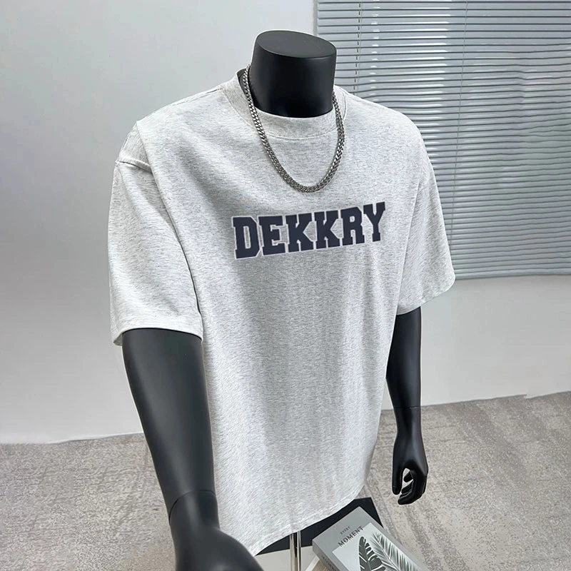 潮牌复古简约字母印花纯棉短袖t恤男女夏季宽松休闲百搭圆领上衣