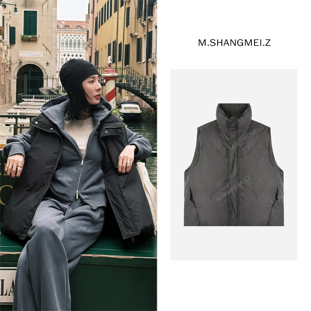 M.SHANGMEI.Z/沐熙美大哥小众复古小高领格子保暖羽绒服X0973956