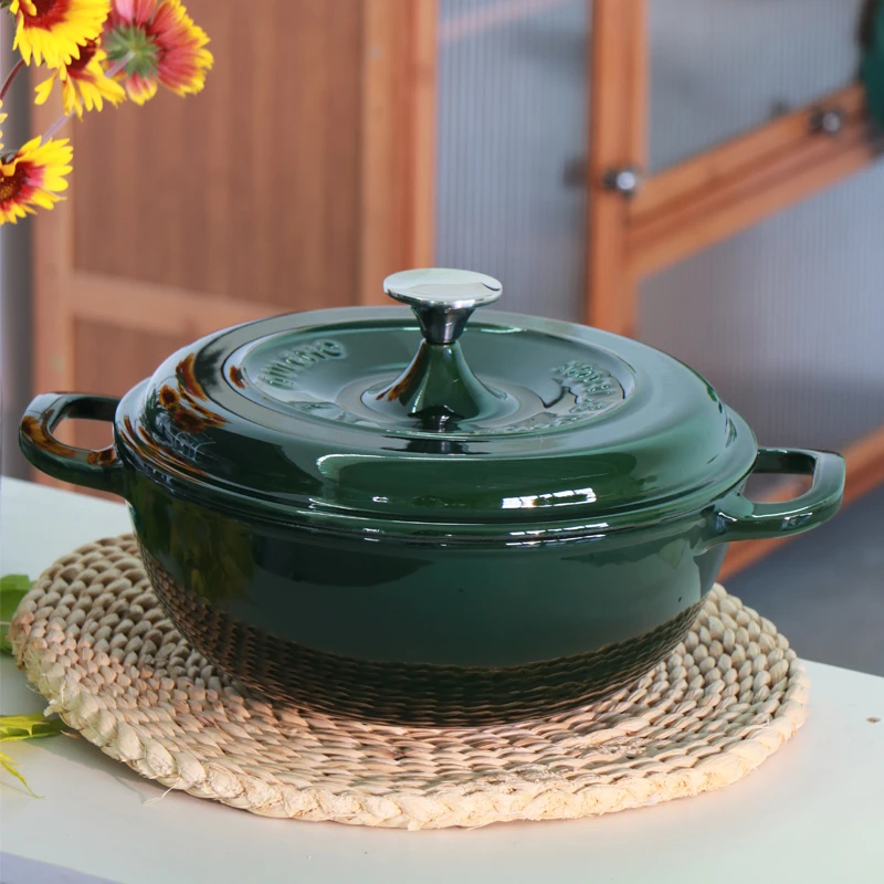 QULENO千乐欧公爵24cm妈咪锅锅珐琅锅铸铁锅炒锅焖烧锅F