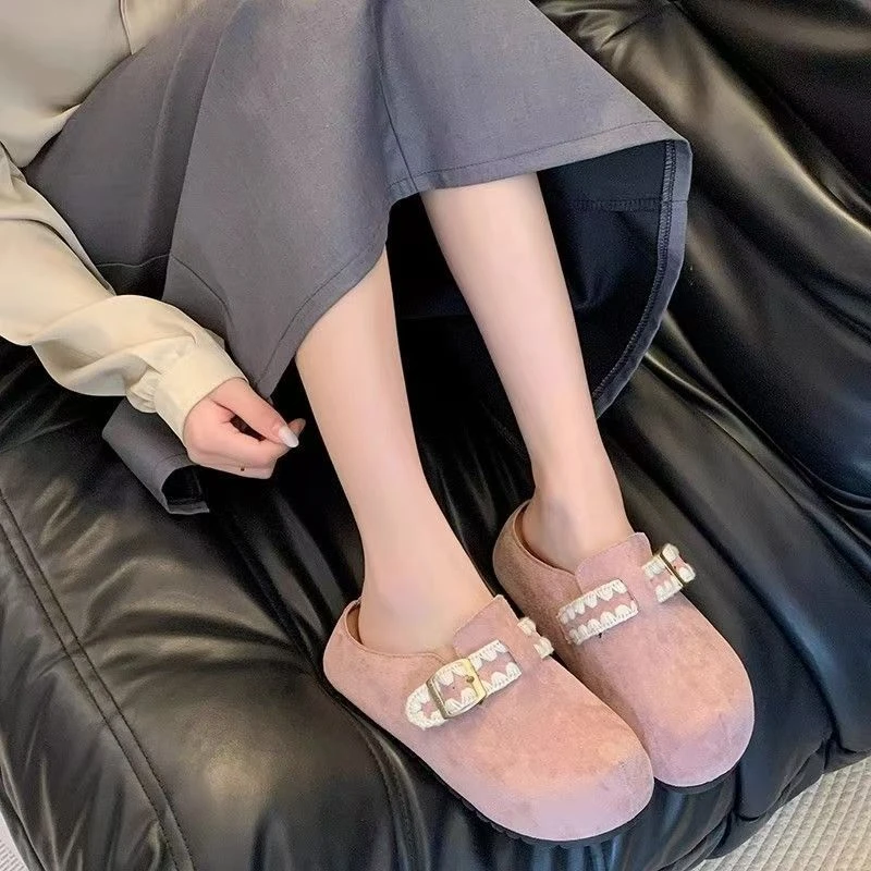 厚底增高勃肯鞋女外穿2025春季新款复古休闲一脚蹬懒人包头半拖鞋