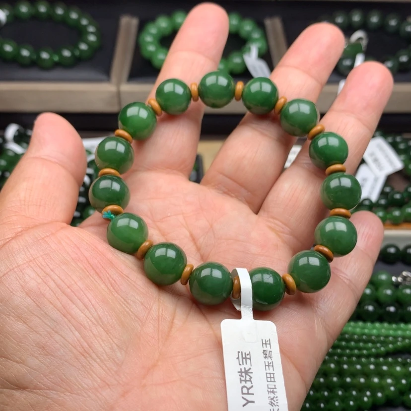 【闪购商品】未镶嵌手串和田玉（碧玉）冰辣12m m