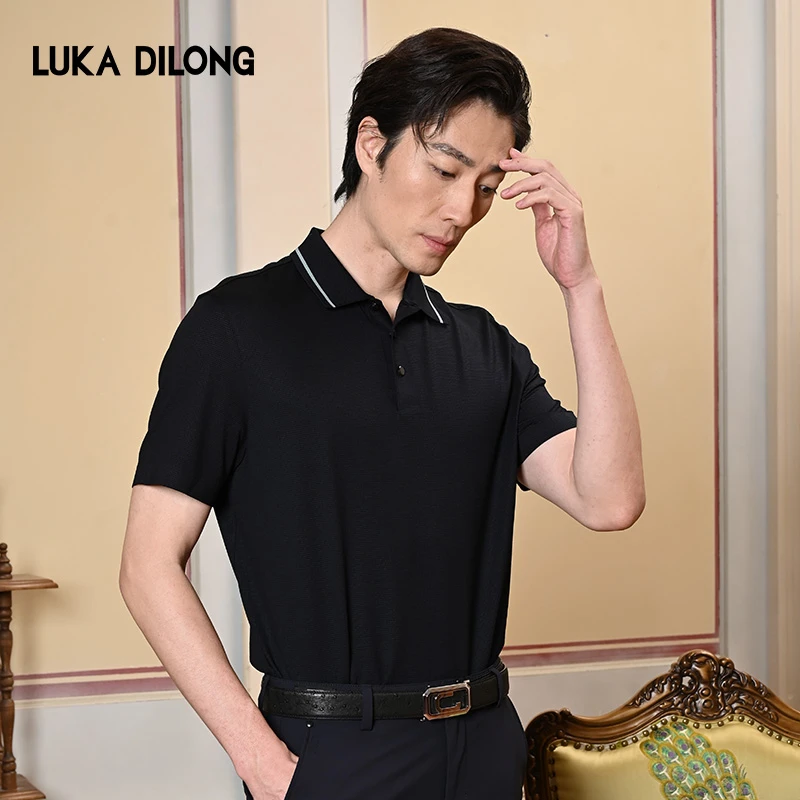 路卡迪龙-【桑蚕丝】休闲短袖Polo衫翻领男士时尚经典夏季182242122