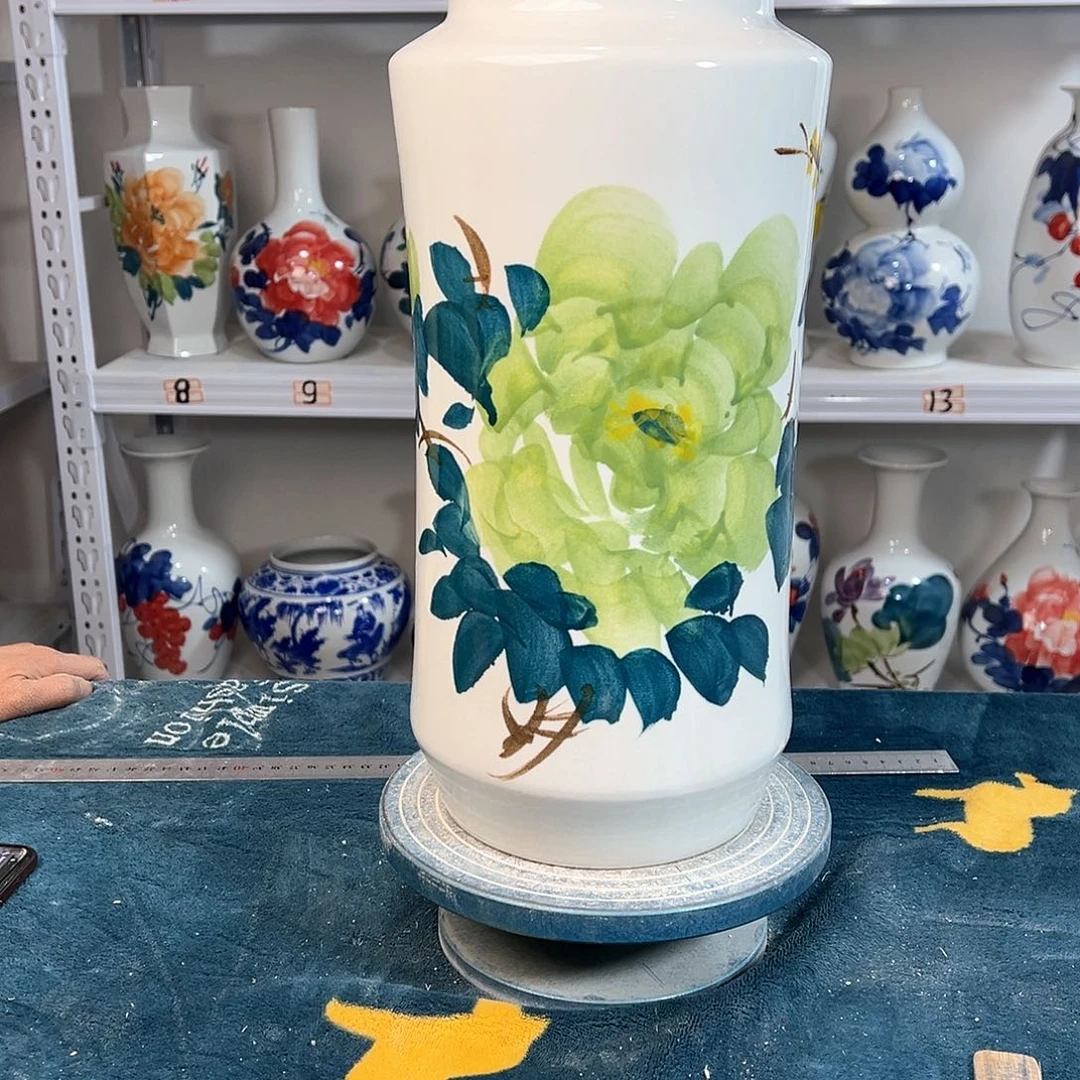 摆件景德镇陶瓷书绿牡