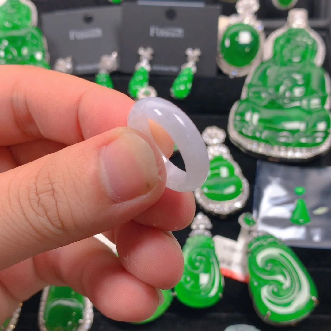 翡翠银S925镶嵌颈饰戒指