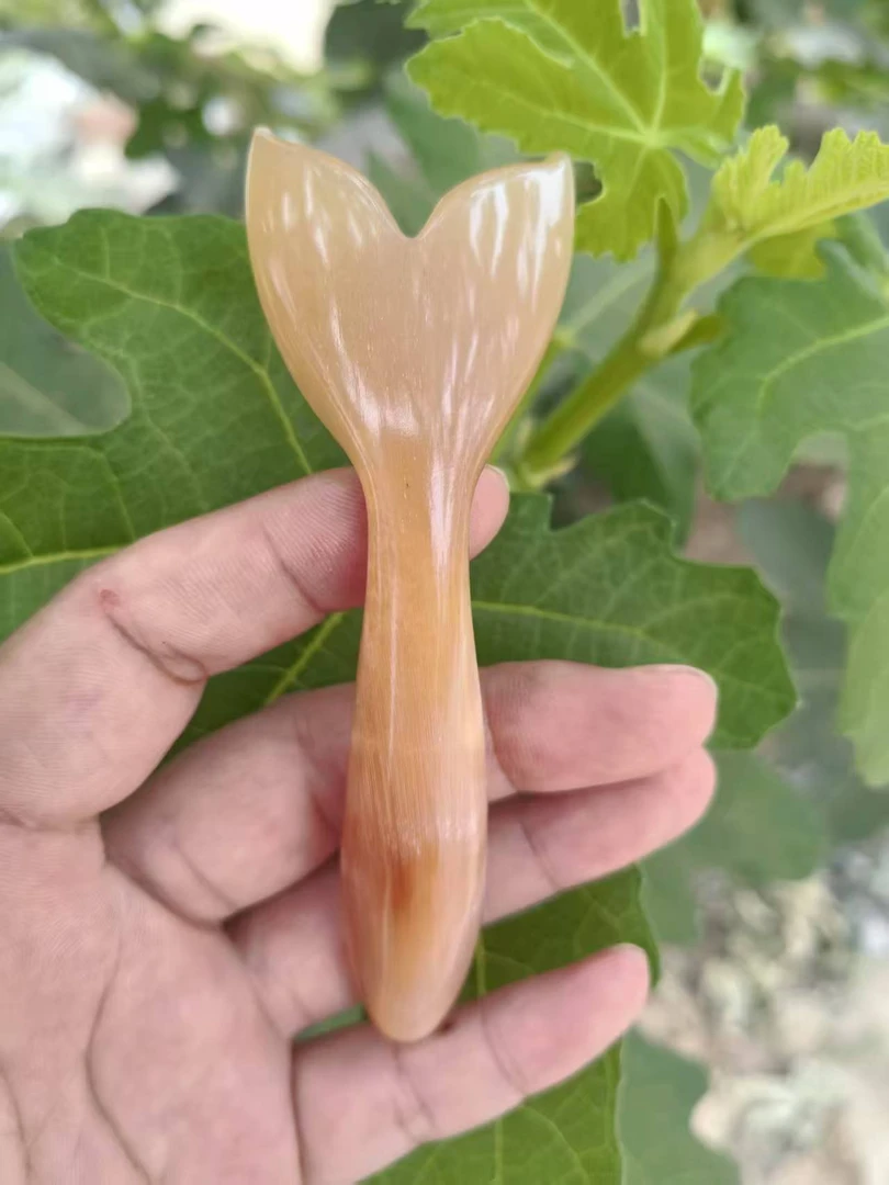 天然羊角钩针柄手钩编织工具心形手工DYI玩偶钩针工具牛角批发