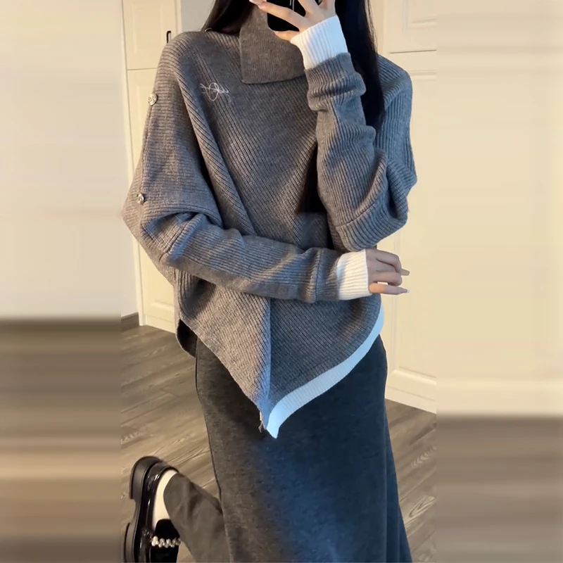 6532针织连衣裙子女秋冬季2024年新款战袍富家千金高级感套装长裙