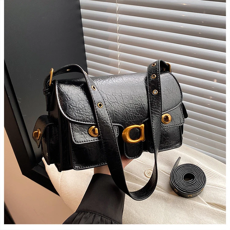 单肩包经典百搭女士斜跨时尚韩版洋气 休闲简约ins通勤 2363黑