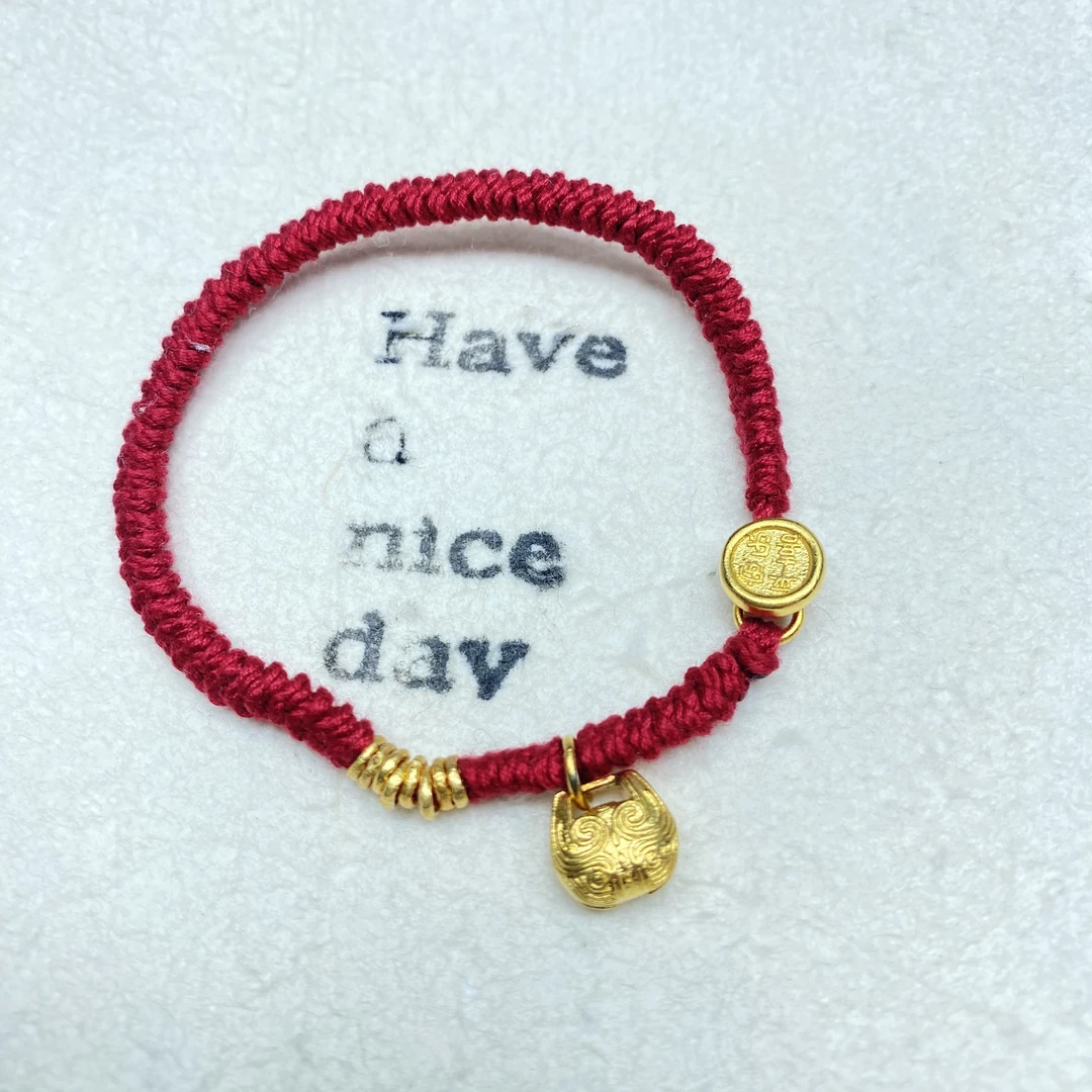 手链 A黄色拉丝包包红绳手链多样性发货46158