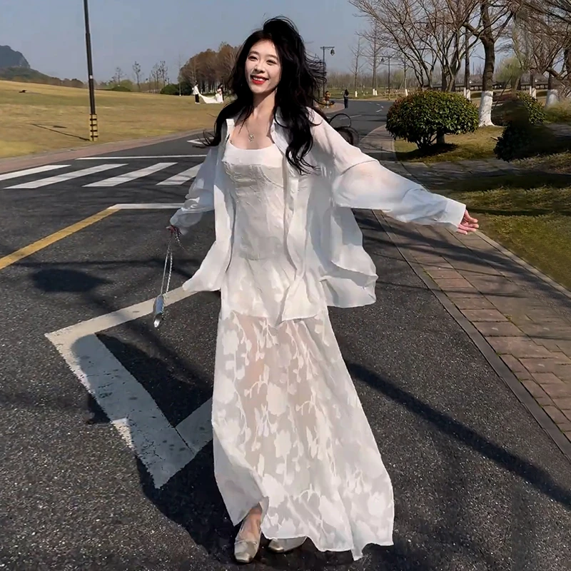 白色高级感衬衫女夏2025新款爆款气质绝美穿搭2428