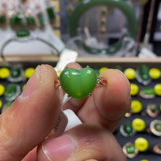 和田玉（碧玉）戒指银S925镶嵌