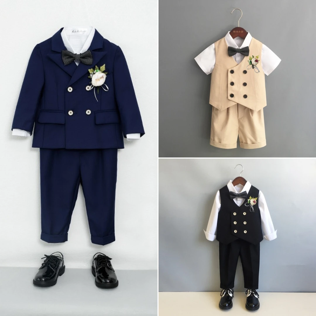 儿童礼服套装春夏秋冬帅气男孩花童周岁男童英伦小西装钢琴演出服