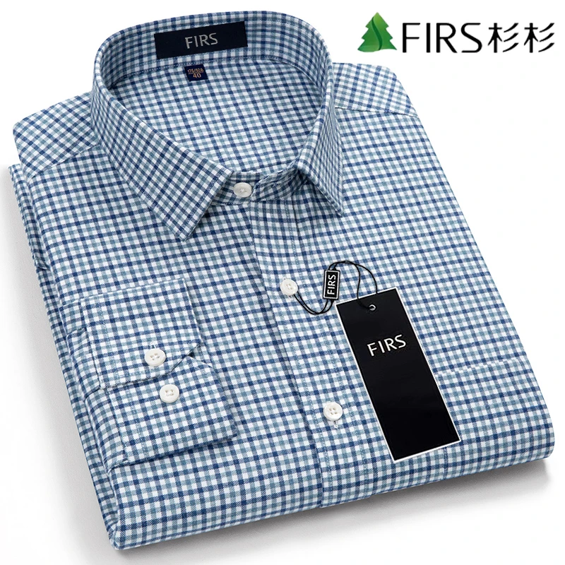 杉杉100%纯棉磨毛男士长袖衬衫秋季新款高级商务休闲上衣亲肤衬衣
