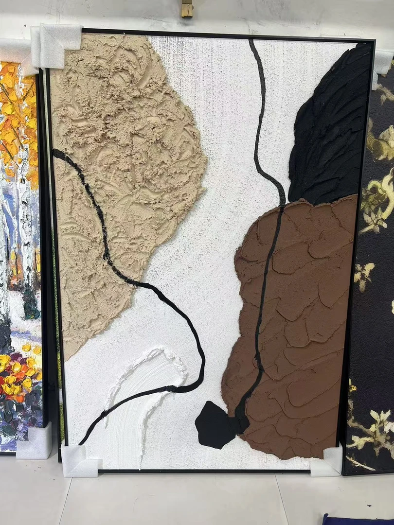 《抽象肌理油画》高级感沙发落地画简约客厅背景墙挂画80120