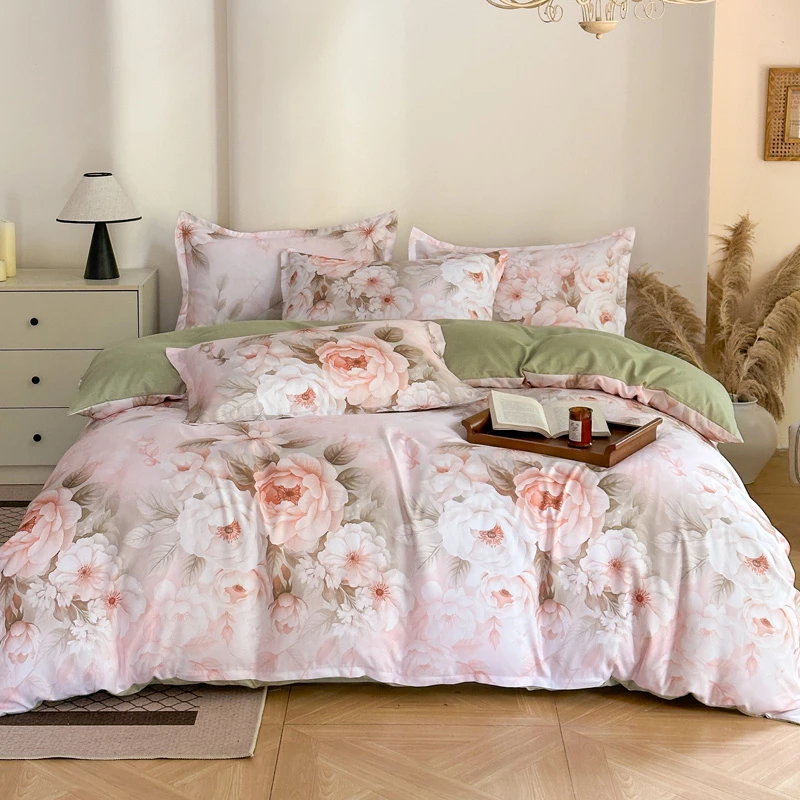 轻奢大版花卉磨毛棉加厚印花四件套床上用品