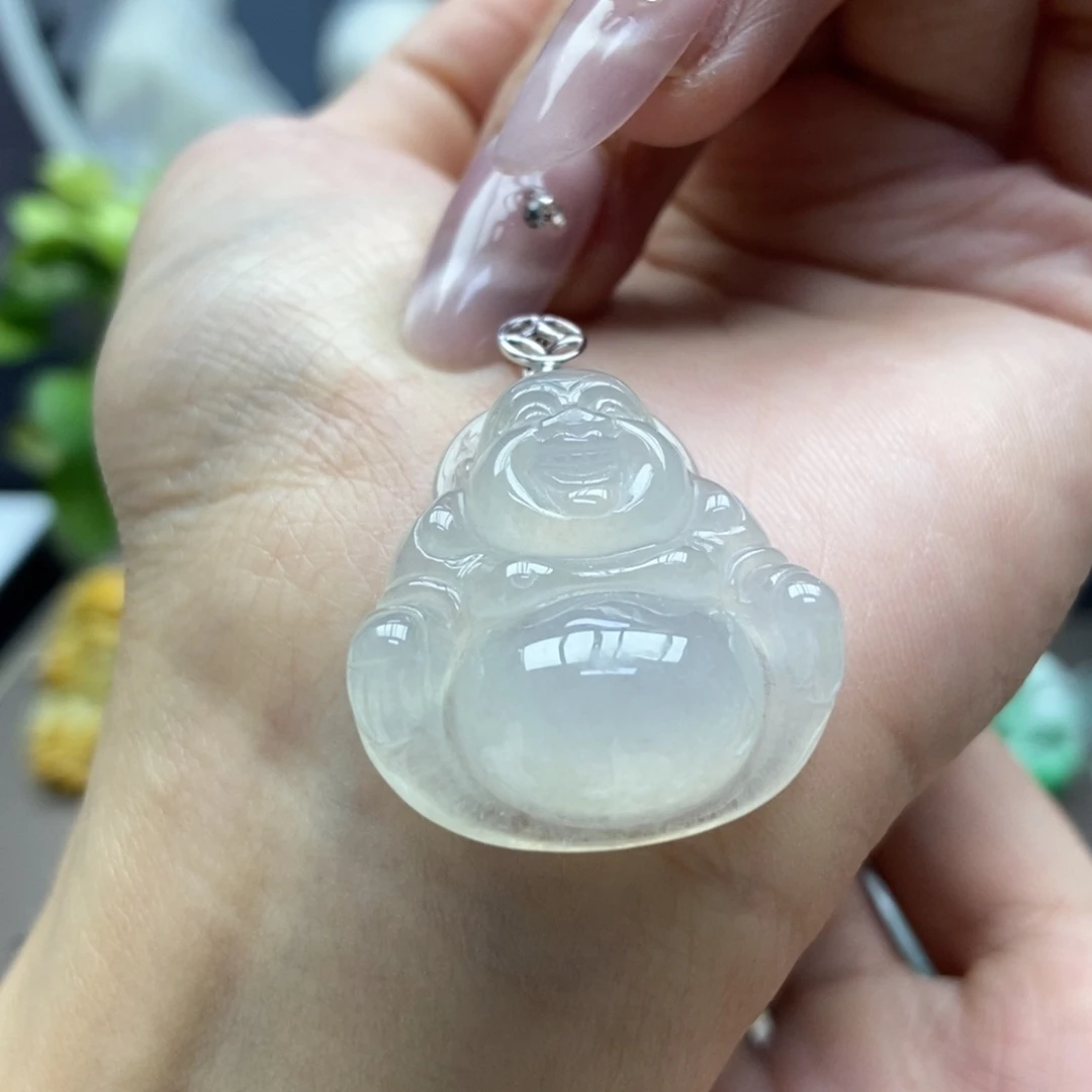 翡翠颈饰18K金镶嵌吊坠佛公12
