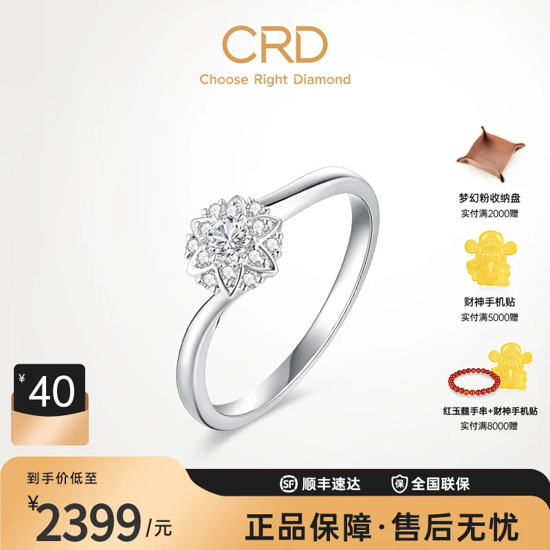 CRD克徕帝18k金浪漫繁星钻戒豪华群镶时尚钻戒女戒豪华轻奢婚戒