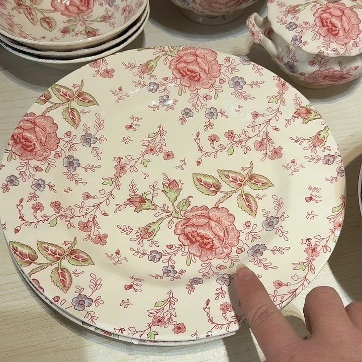 微瑕玫瑰10寸平盘