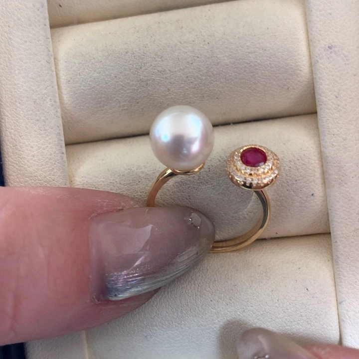 银S925镶嵌戒指海水珍珠