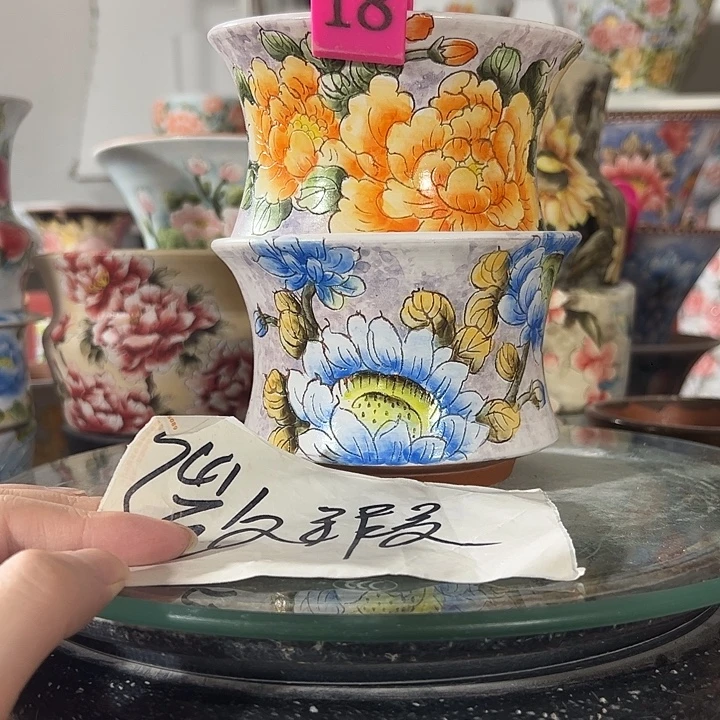 景德镇幸运花盆手绘韩式花盆