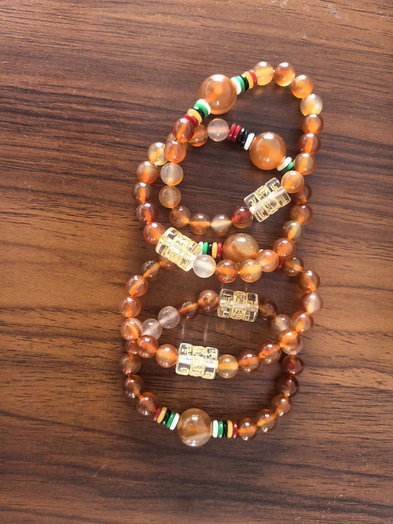 天然玛瑙八字真言手串（多样性发其一）