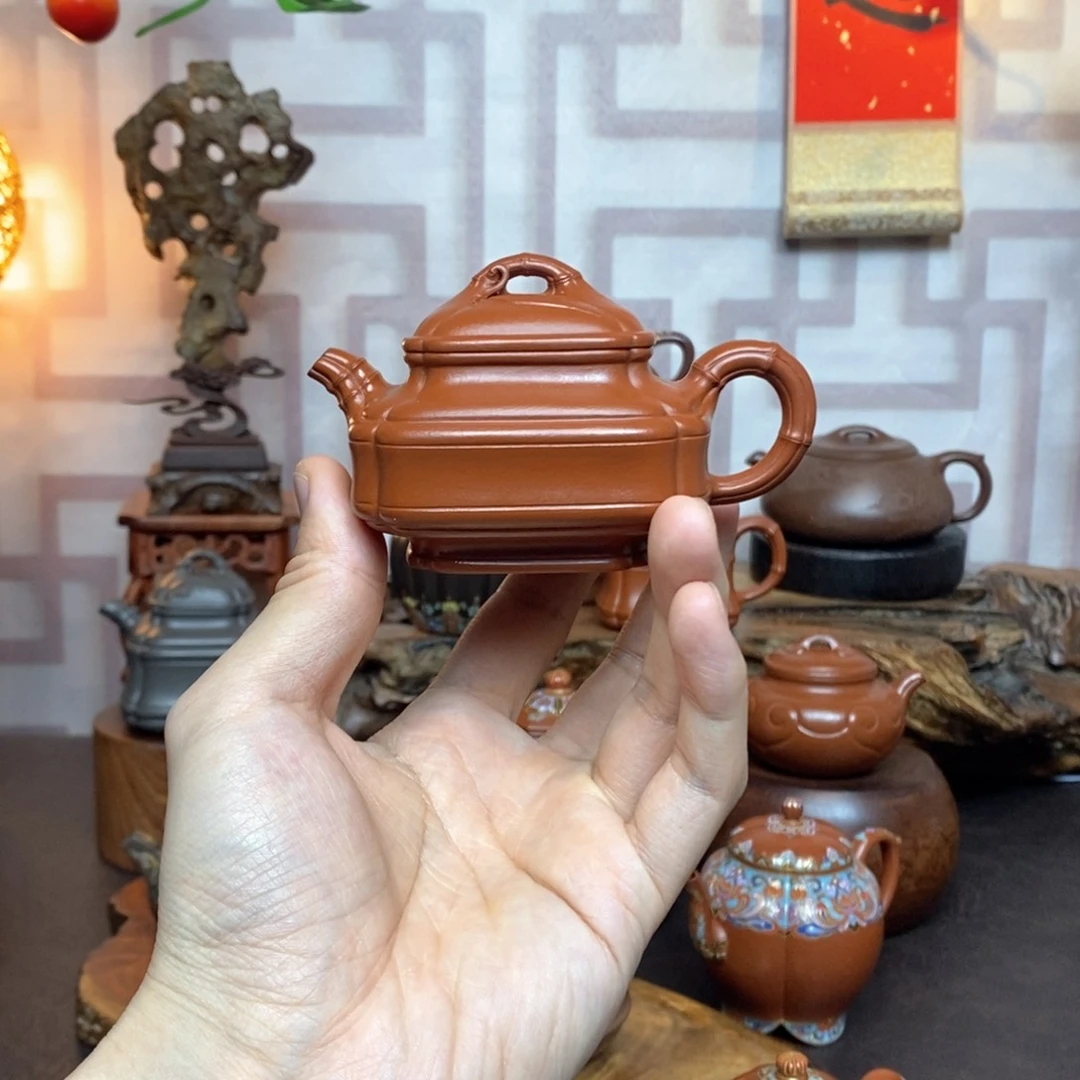 紫砂茶具朱泥双线竹鼓