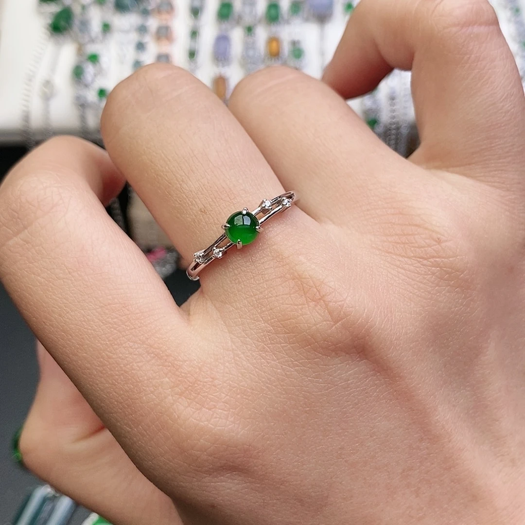 翡翠银S925镶嵌戒指