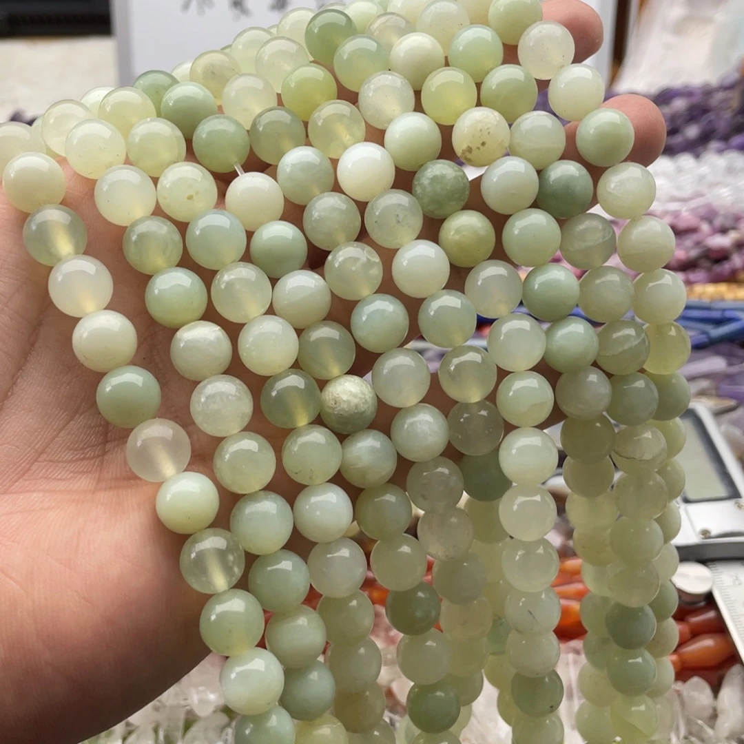 玛瑙/玉髓合金珠宝半成品一条装卡10mm岫玉圆珠