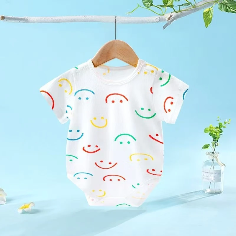 短袖夏季中性A类单排扣哈衣爬服宝宝连体衣夏装睡衣