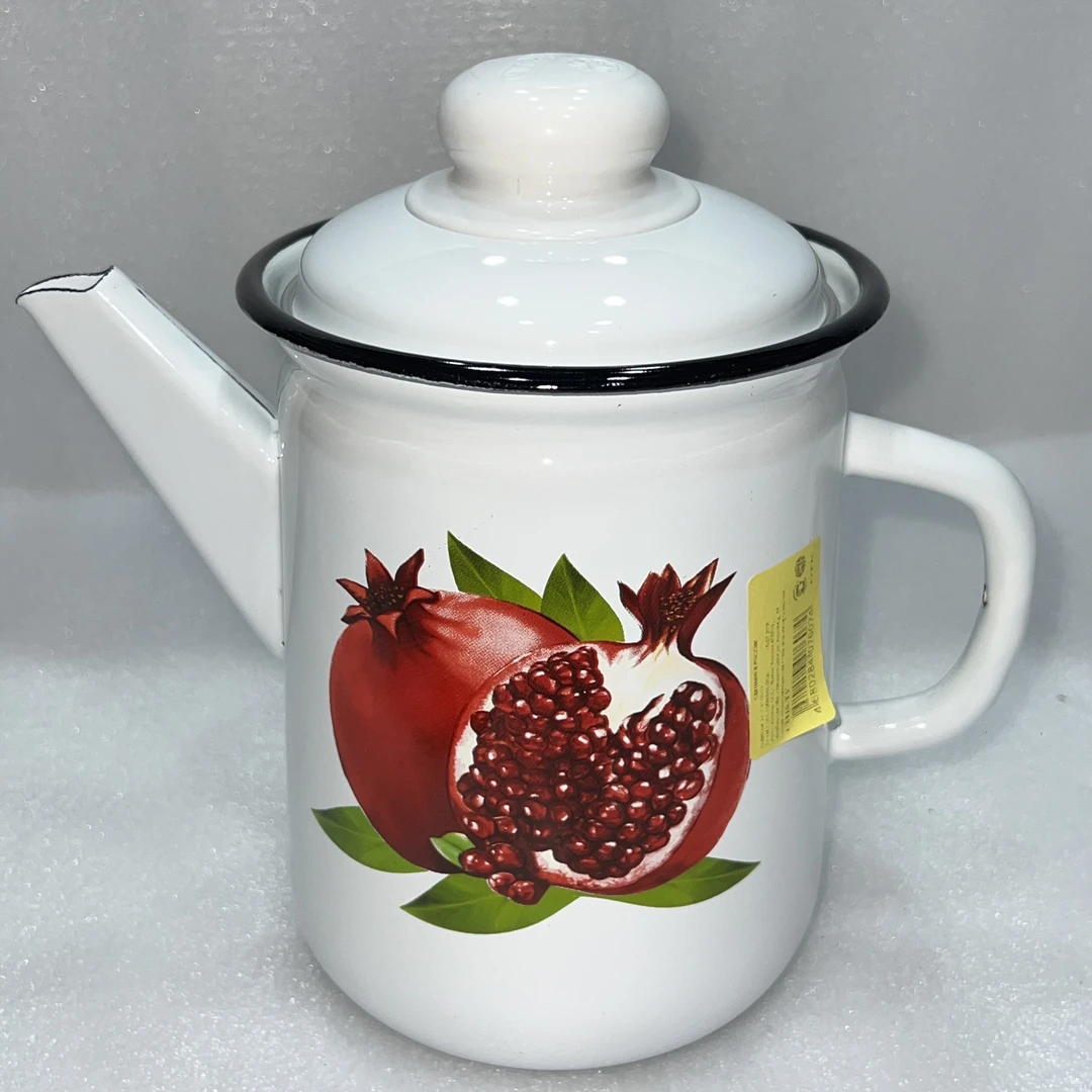 俄罗斯原装进口正品搪瓷2升茶壶泡茶奶茶壶加厚长嘴带盖油壶耐酸
