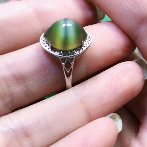 和田玉银S925镶嵌戒指