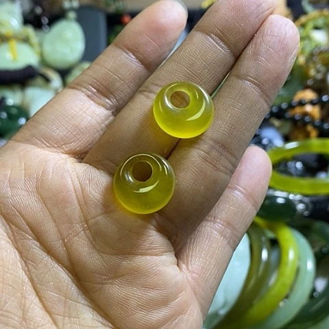 岫玉银S925镶嵌耳环一对