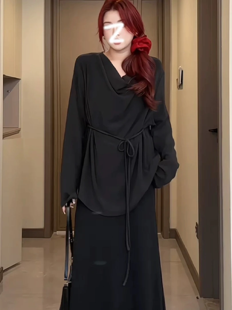 韩系高级感不规则上衣半裙套装-3335