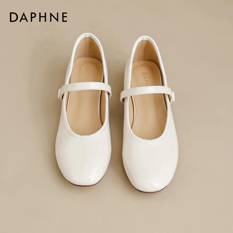 达芙妮法式玛丽珍鞋女2025夏季新款软底浅口单鞋米色小皮鞋配裙子