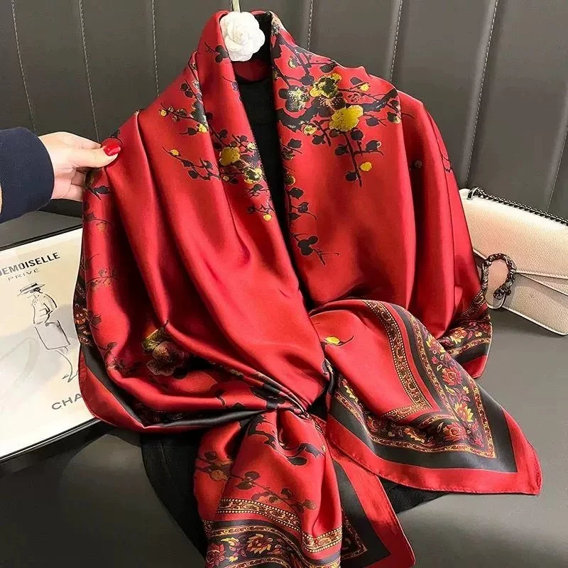 新款高端 优雅百搭女士80*180披肩大丝巾