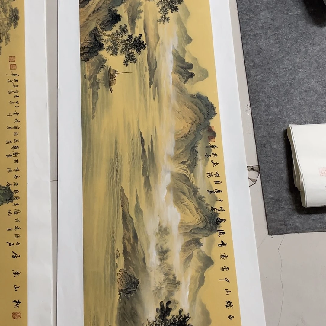 音***主国画四尺对开画芯