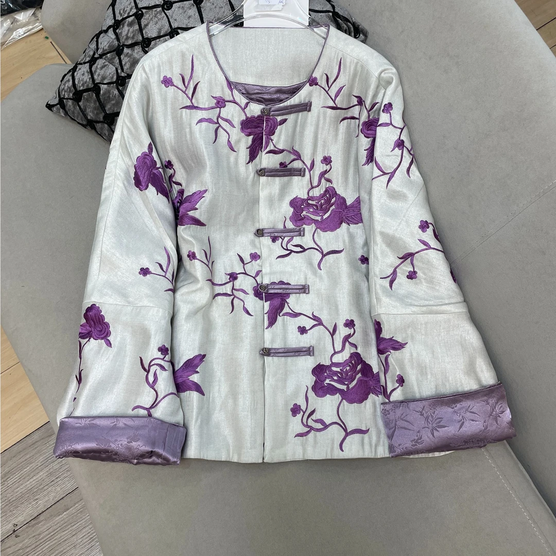 夹棉女圆领短外套对襟唐装斜襟棉衣女-27