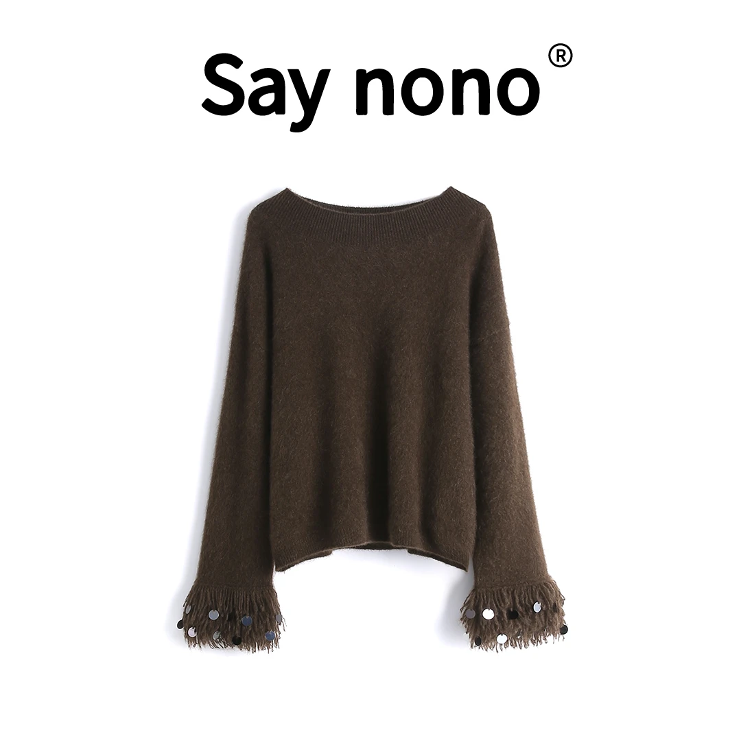 懒猫nono│Saynono 亮片设计_软绵无骨牦牛绒长袖套衫 /T24225
