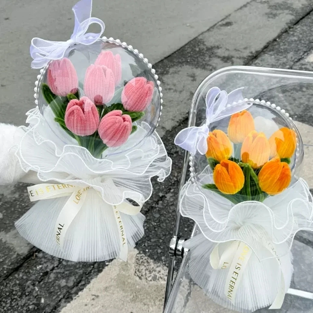 成品手工贝壳透明球郁金香花海花束送朋友女友闺蜜老婆