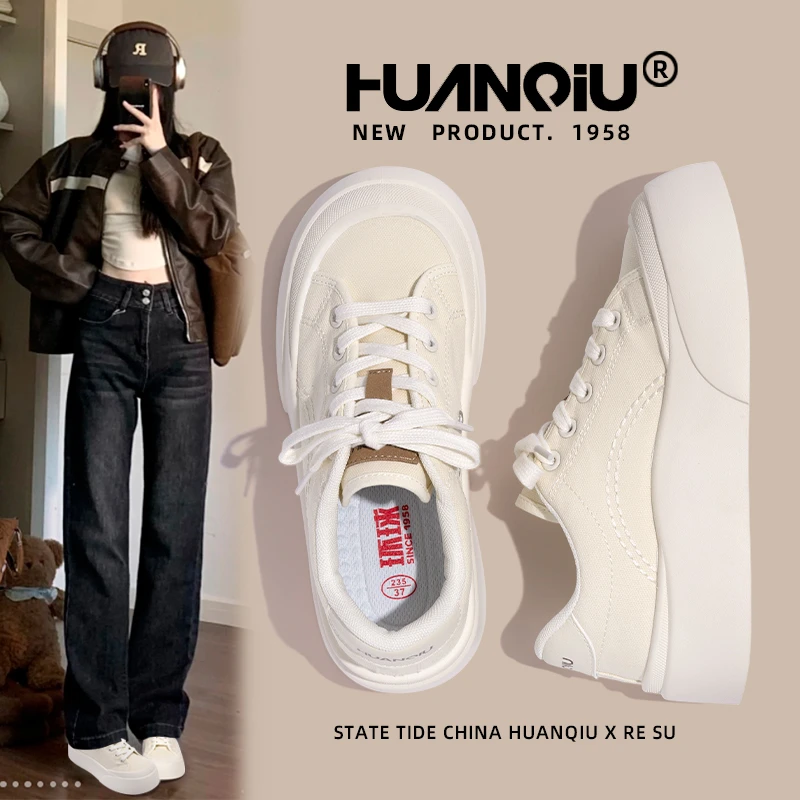 环球厚底小白鞋2025秋季新款女鞋小众百搭潮鞋ins休闲增高板鞋女